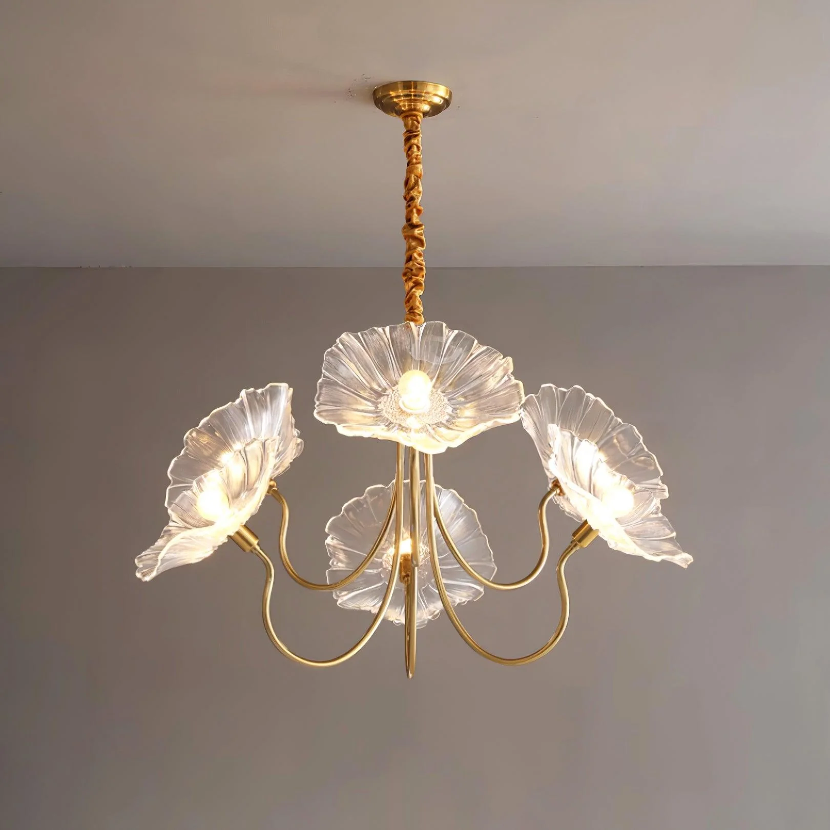 Murano Glass Flowers Chandelier Frosted Leaf Ceiling Light - Image 18