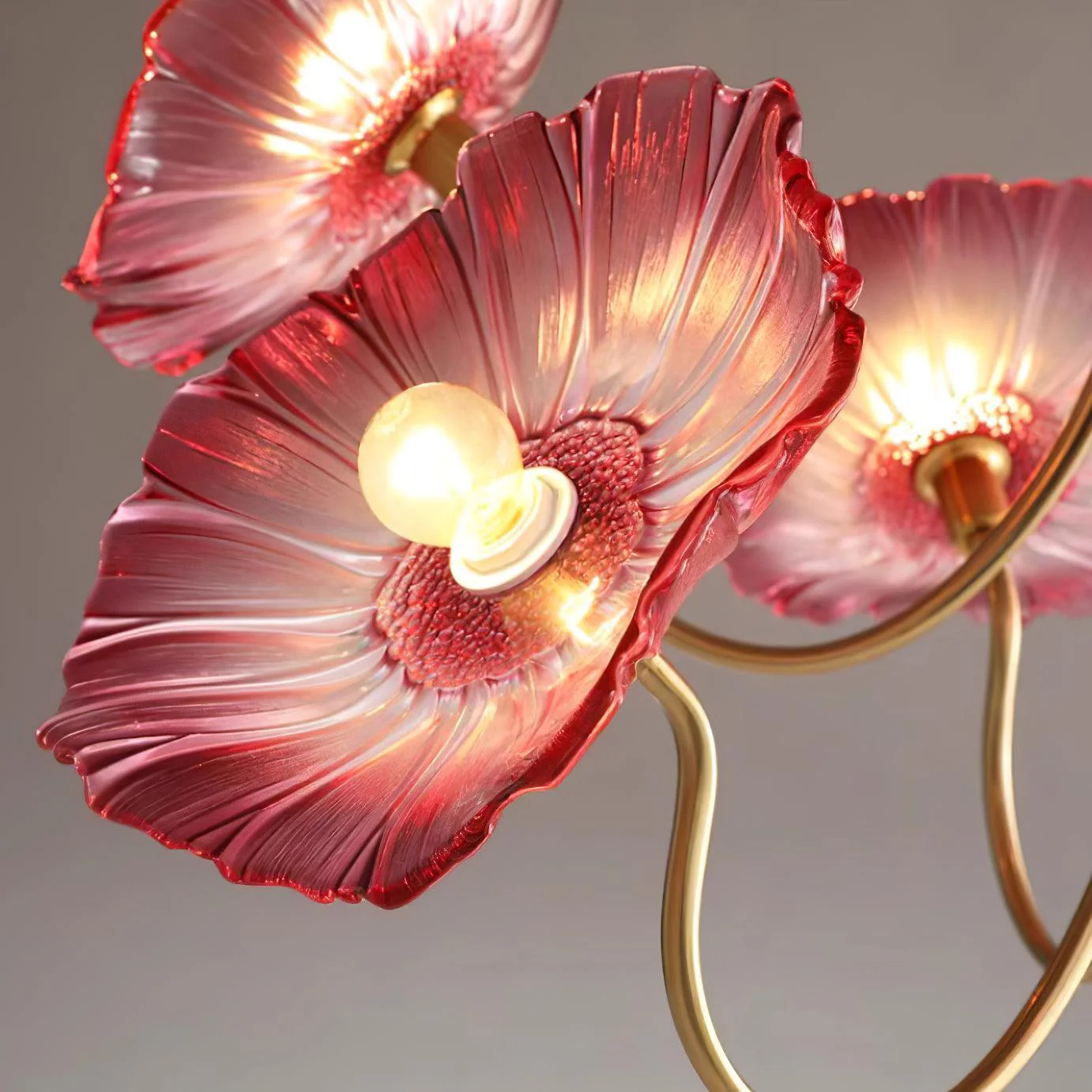 Murano Glass Flowers Chandelier Frosted Leaf Ceiling Light - Image 23
