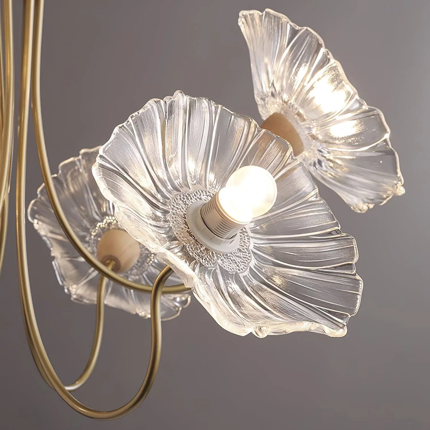 Murano Glass Flowers Chandelier Frosted Leaf Ceiling Light - Image 24
