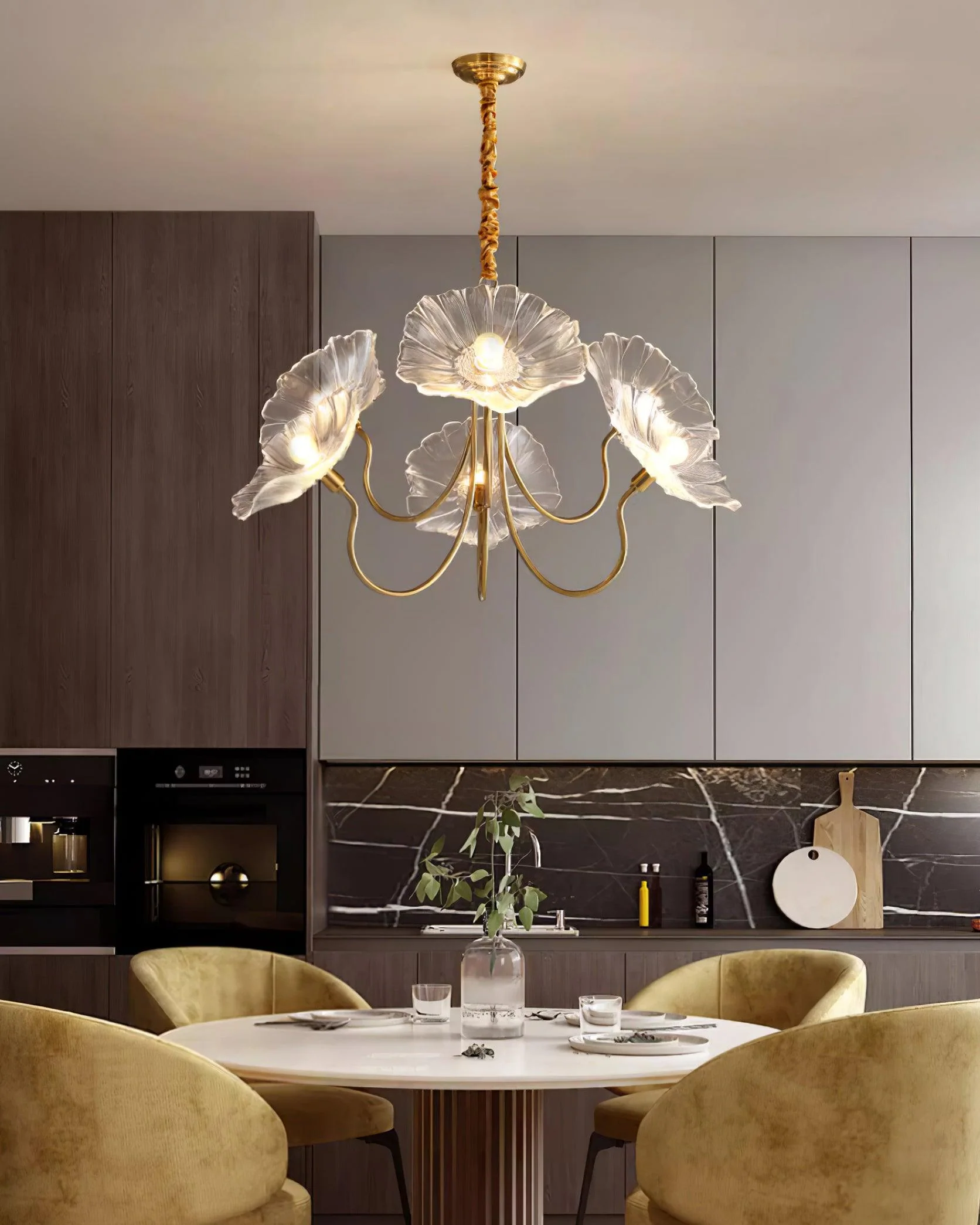 Murano Glass Flowers Chandelier Frosted Leaf Ceiling Light - Image 4