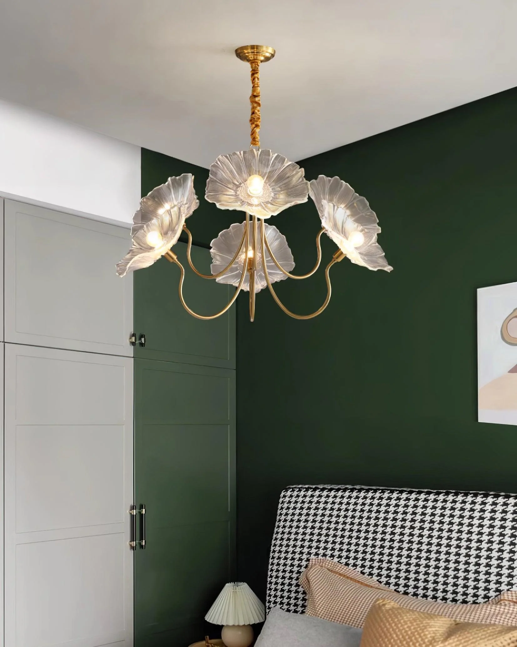 Murano Glass Flowers Chandelier Frosted Leaf Ceiling Light - Image 5