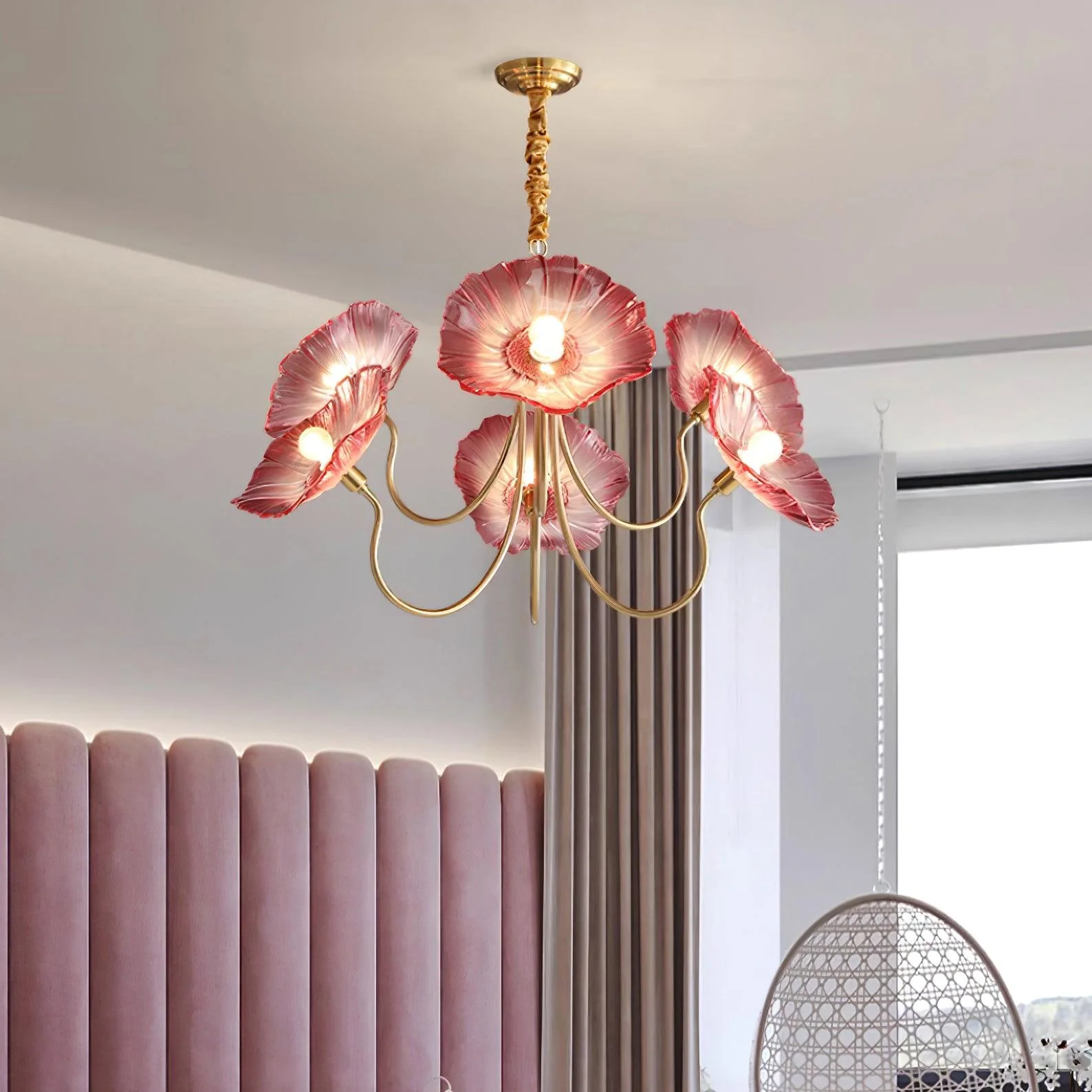 Murano Glass Flowers Chandelier Frosted Leaf Ceiling Light - Image 7
