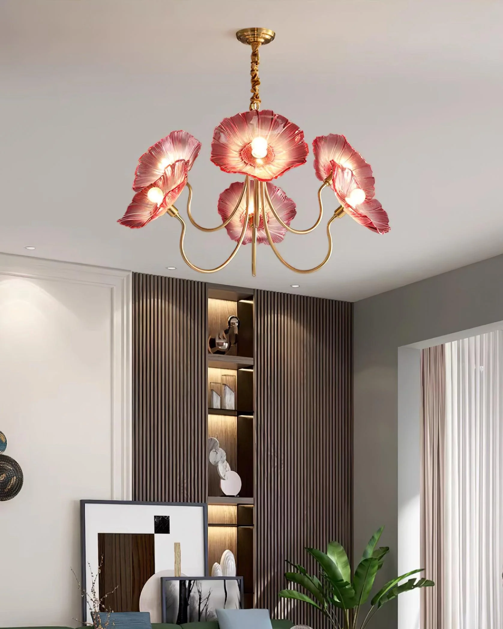 Murano Glass Flowers Chandelier Frosted Leaf Ceiling Light - Image 8
