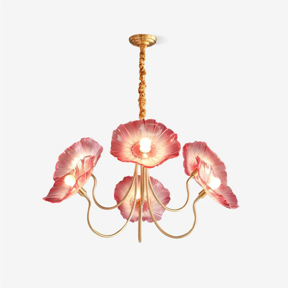 Murano Glass Flowers Chandelier Frosted Leaf Ceiling Light - Image 9