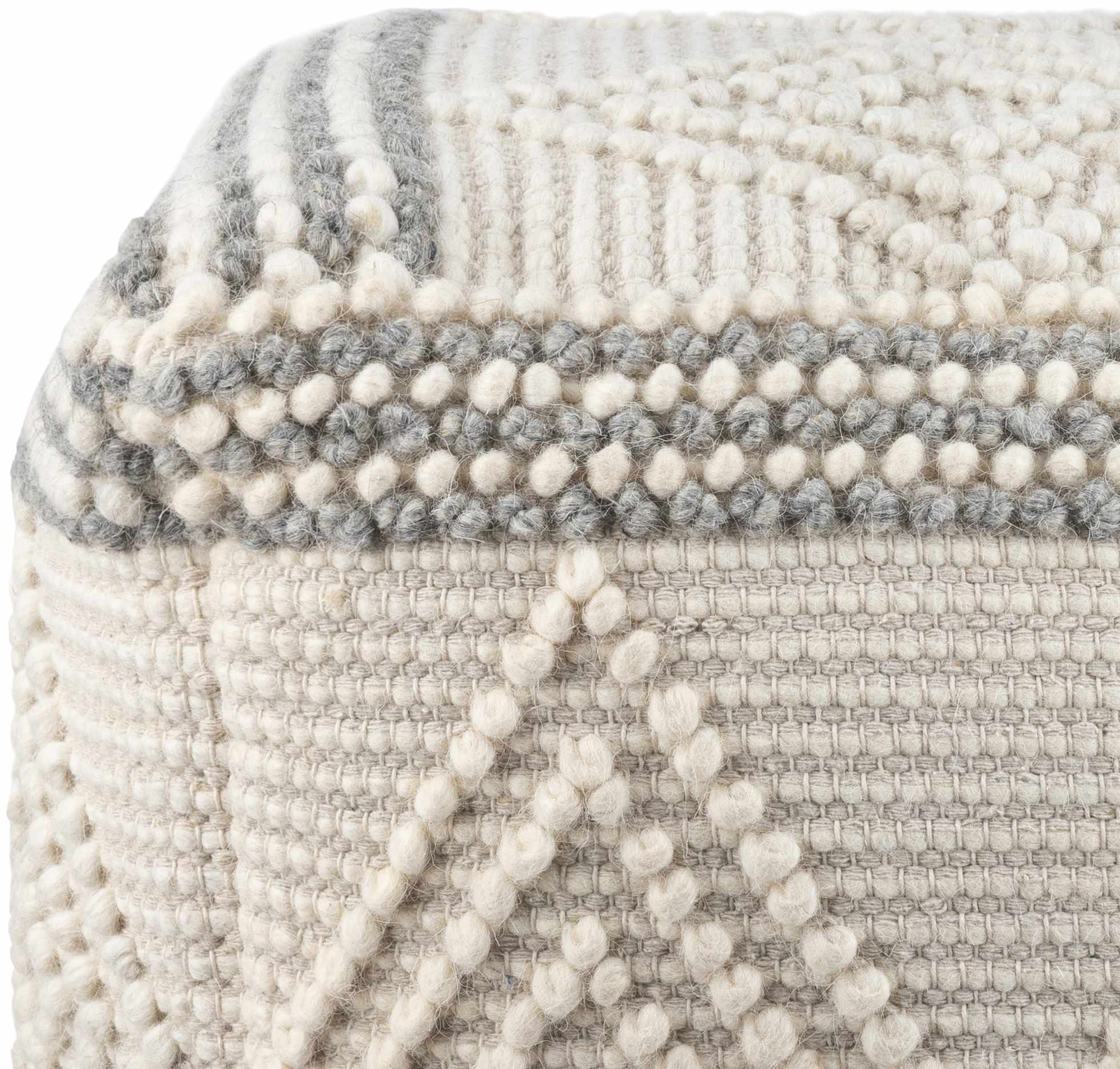 Murgon Cream W Wool Pouf - Image 3