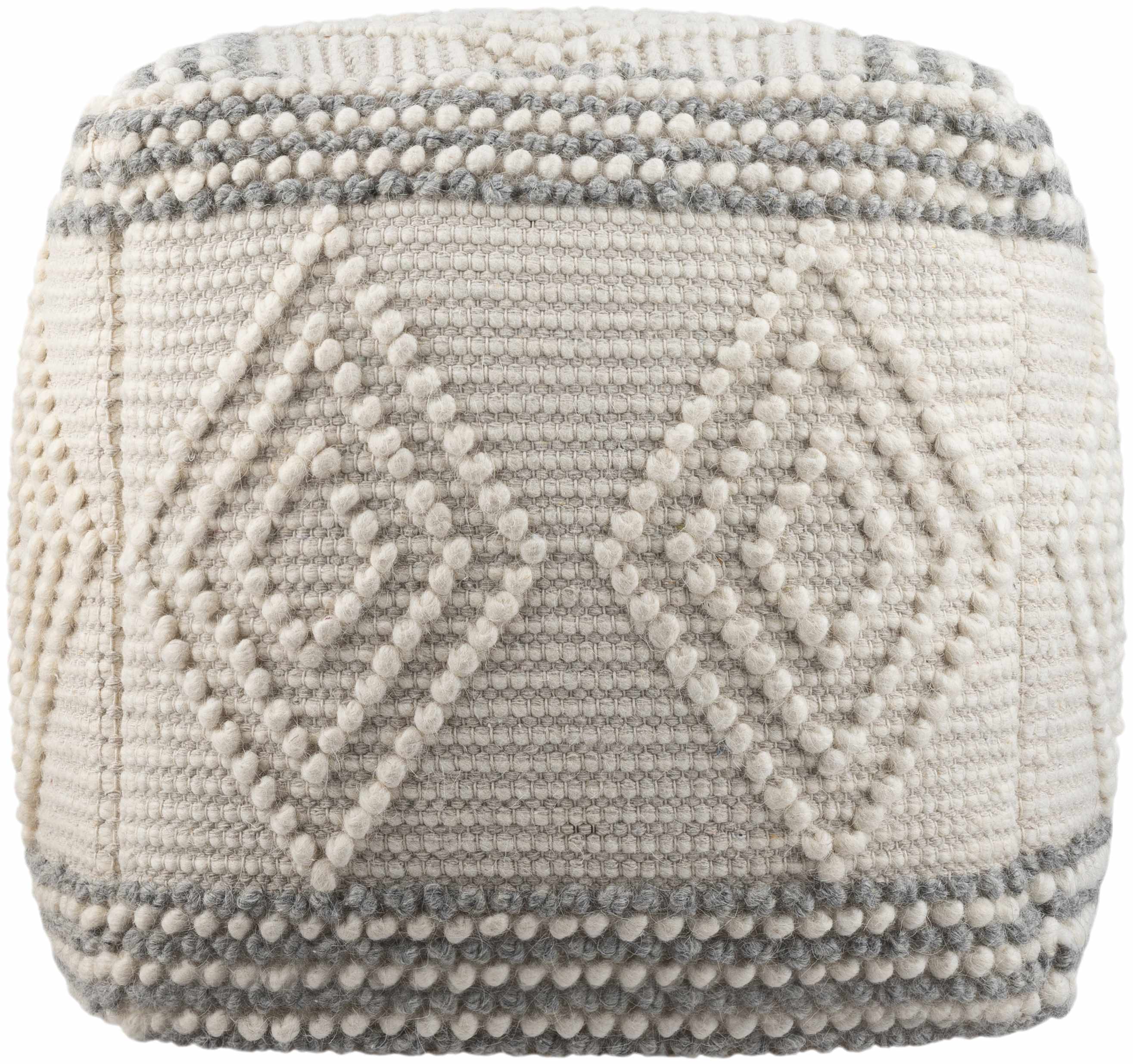 Murgon Cream W Wool Pouf - Image 4