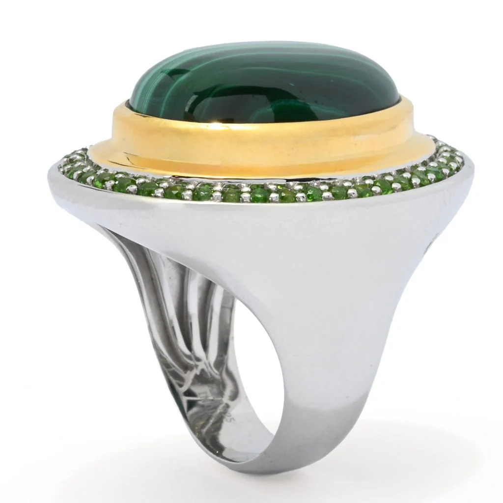 MUSE 18K Gold Accented Choice of 18x13mm Opaque & Faceted Gemstone Ring - Image 2