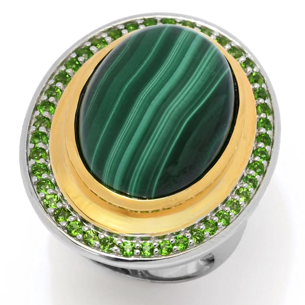 MUSE 18K Gold Accented Choice of 18x13mm Opaque & Faceted Gemstone Ring - Image 9