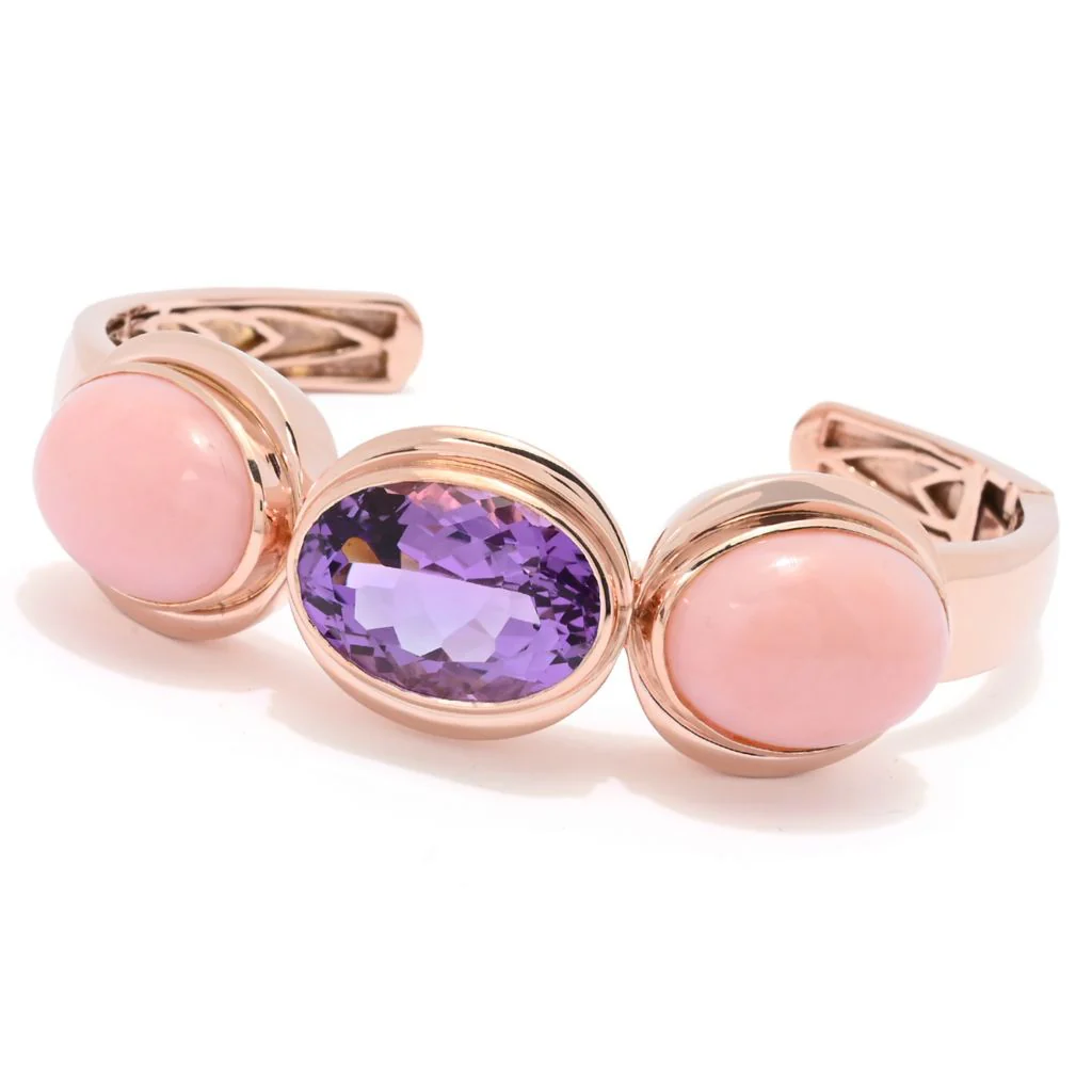 MUSE 18K Gold Plated Choice of 18x13mm Faceted & Opaque Gemstone Bracelet - Image 4