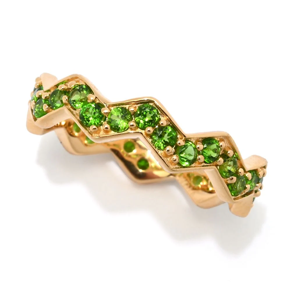 MUSE 18K Gold Plated Polished Choice of Gemstone Chevron Stack Band Ring - Image 5