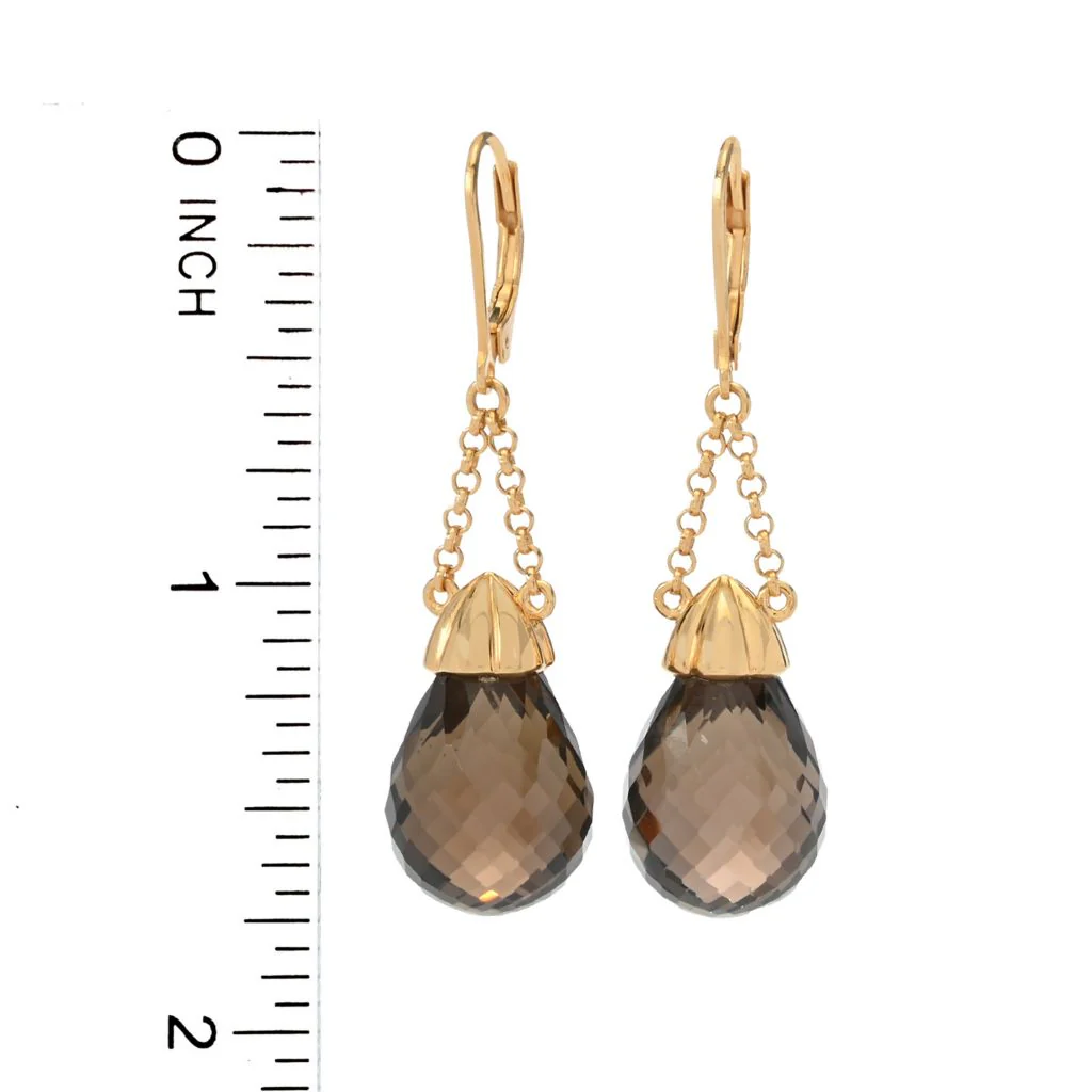 MUSE Choice of 18x13mm Faceted Briolette Gemstone Chain Drop Earrings - Image 2