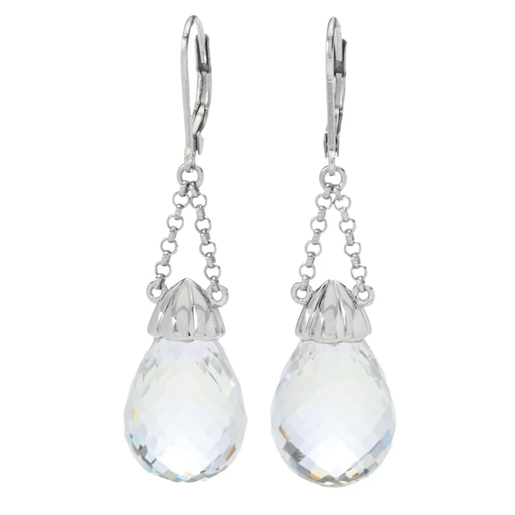 MUSE Choice of 18x13mm Faceted Briolette Gemstone Chain Drop Earrings - Image 3