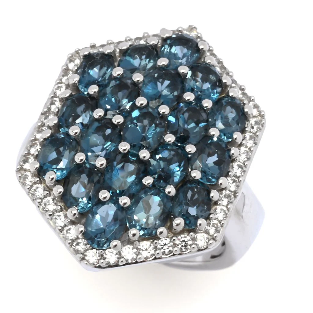MUSE Choice of Gemstone Cluster & White Zircon Hexagonal Shield Ring - Image 3