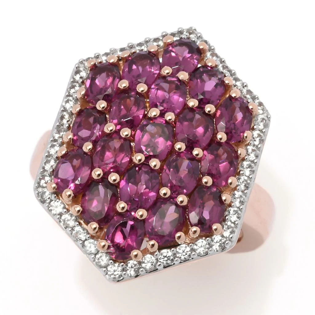 MUSE Choice of Gemstone Cluster & White Zircon Hexagonal Shield Ring - Image 6