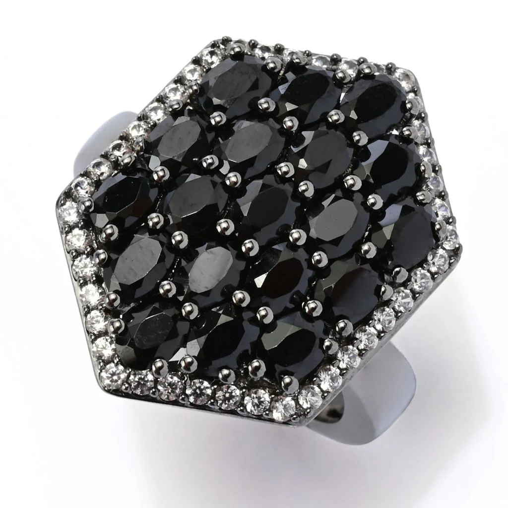 MUSE Choice of Gemstone Cluster & White Zircon Hexagonal Shield Ring - Image 8