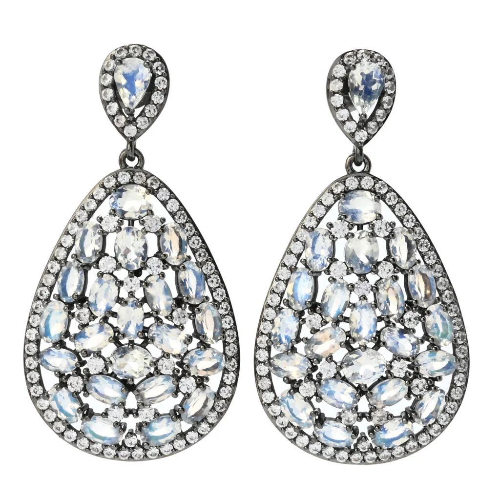 MUSE Sterling Silver 11.02ctw Rainbow Moonstone & Zircon Earrings - Image 3
