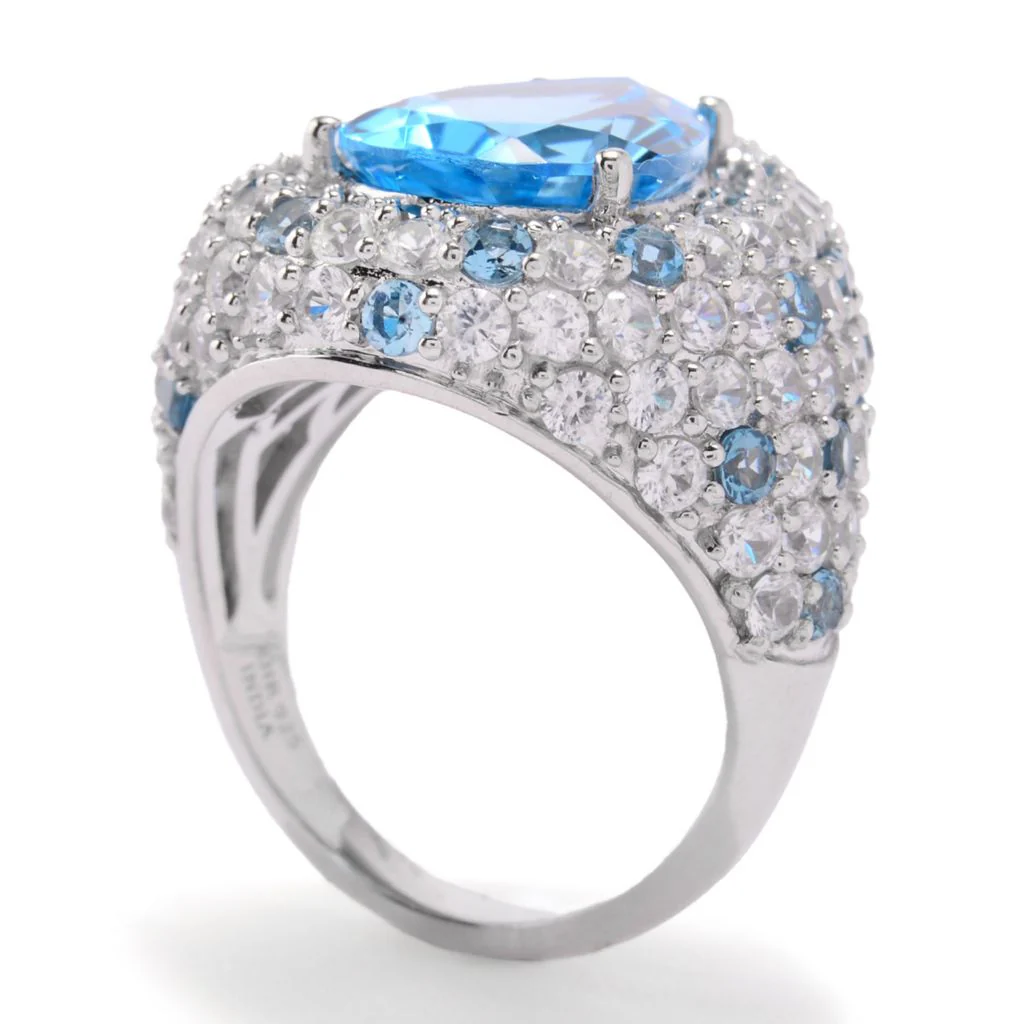 MUSE Sterling Silver 8.61ctw Blue Topaz & White Zircon Pave Ring - Image 2