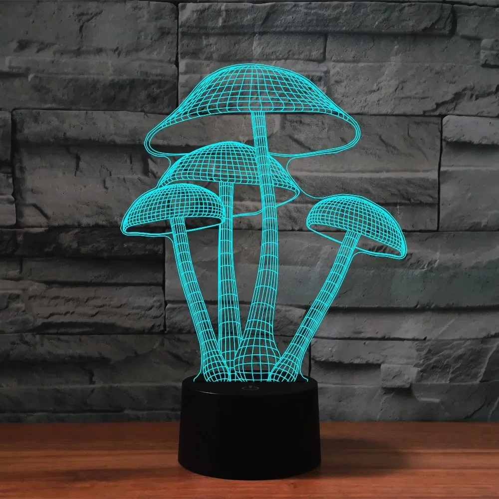 Mushroom 3D LED Night Light for Kids Bedroom Color Changing Illusion Bedside Lamp - Image 7