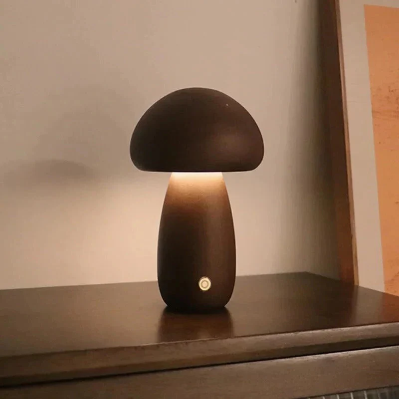 Mushroom Bedside Lamp – Touch-Controlled Dimmable Beech Wood Nightstand Light - Image 7