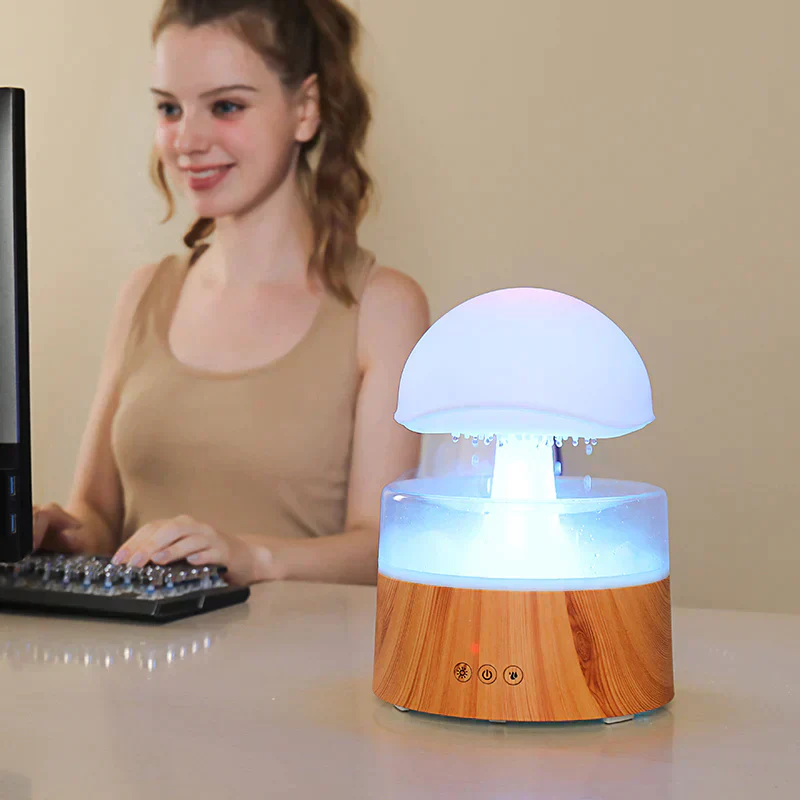 Mushroom Cloud Rain Humidifier with LED Night Light Quiet Diffuser - Image 3