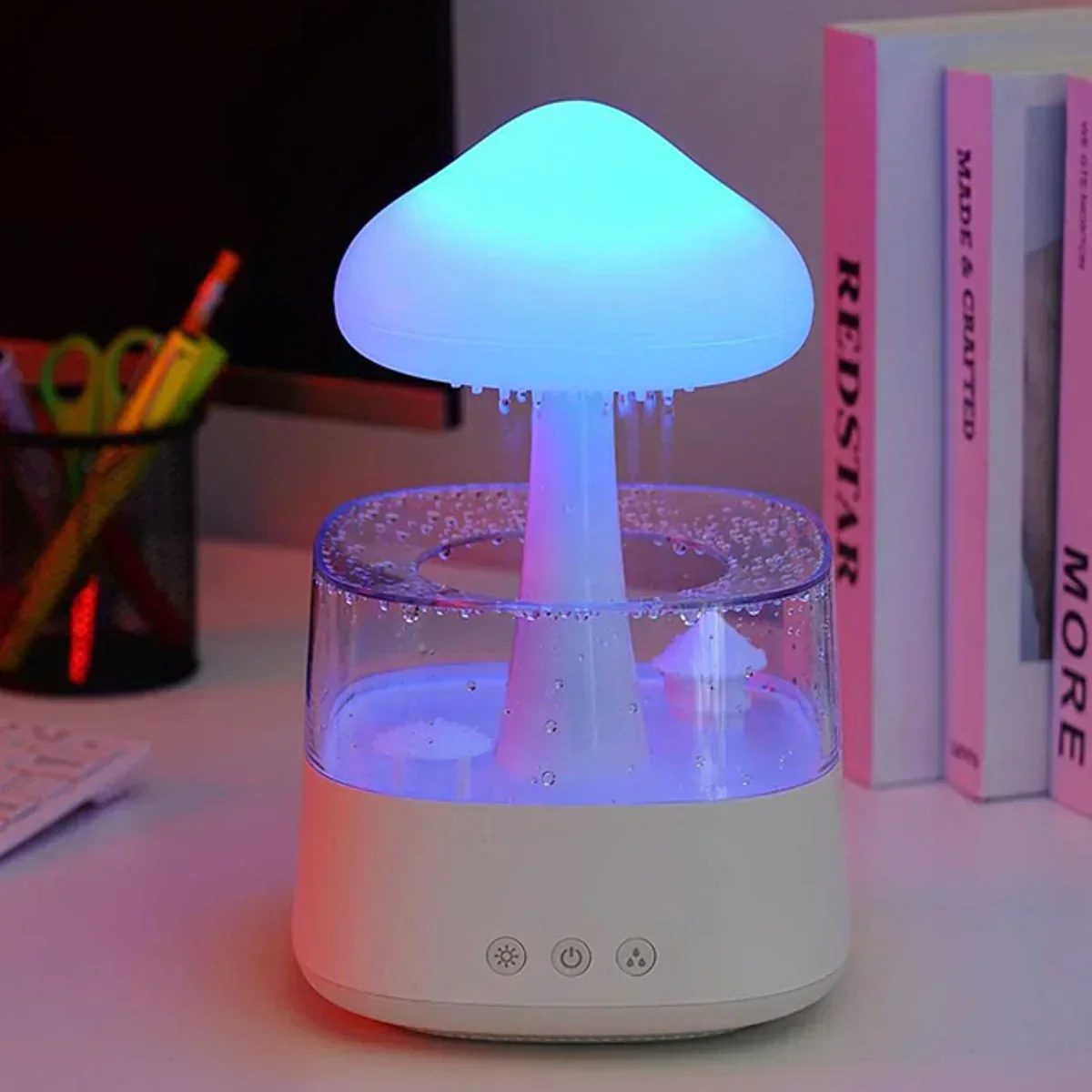 Mushroom Cloud Rain Humidifier with LED Night Light Quiet Diffuser - Image 4