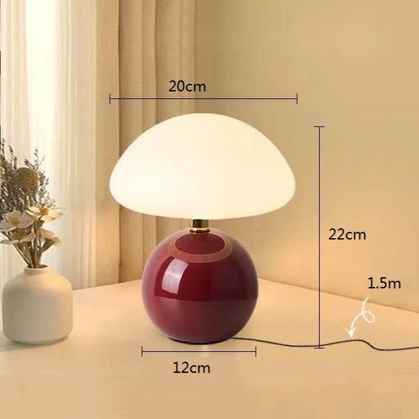 Mushroom Table Lamp French Cream Bauhaus Style Bedside Light - Image 13