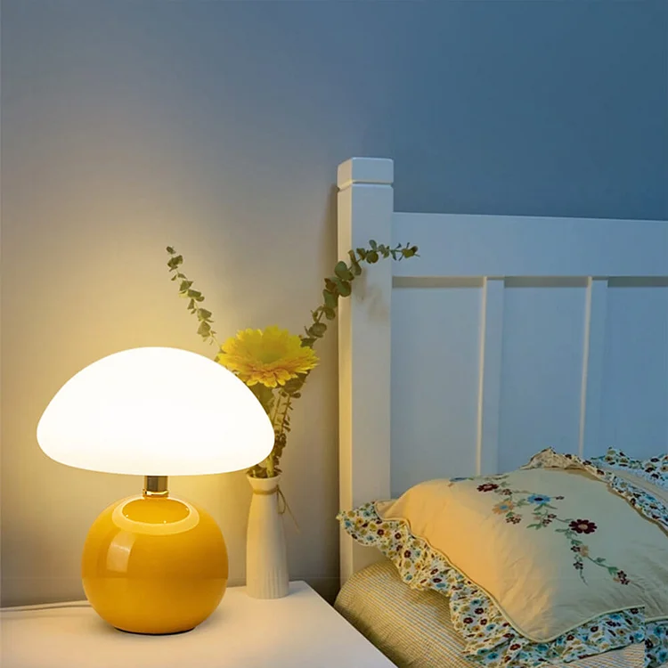 Mushroom Table Lamp French Cream Bauhaus Style Bedside Light - Image 2