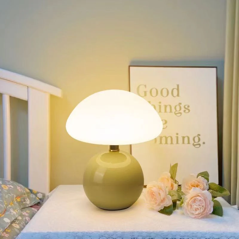 Mushroom Table Lamp French Cream Bauhaus Style Bedside Light - Image 3