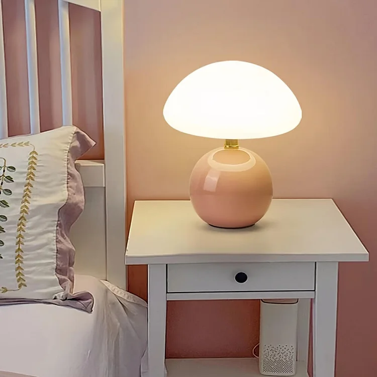 Mushroom Table Lamp French Cream Bauhaus Style Bedside Light - Image 4