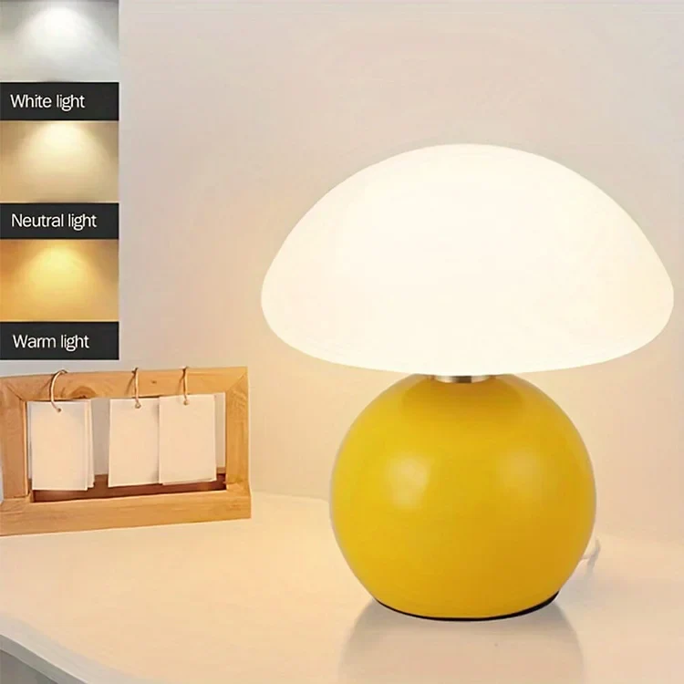 Mushroom Table Lamp French Cream Bauhaus Style Bedside Light - Image 6