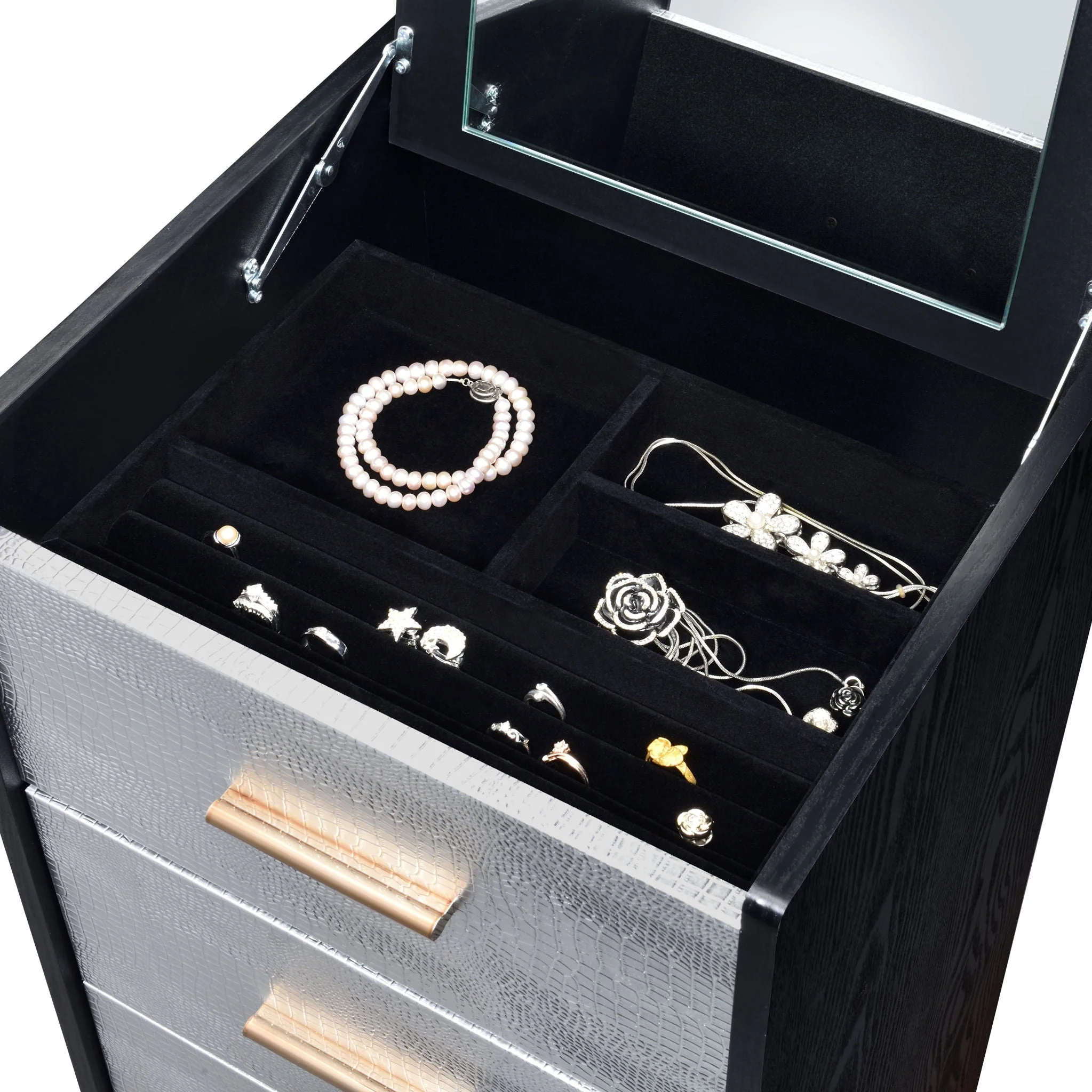 Myles - Jewelry Armoire - Black / Silver / Gold - Image 3