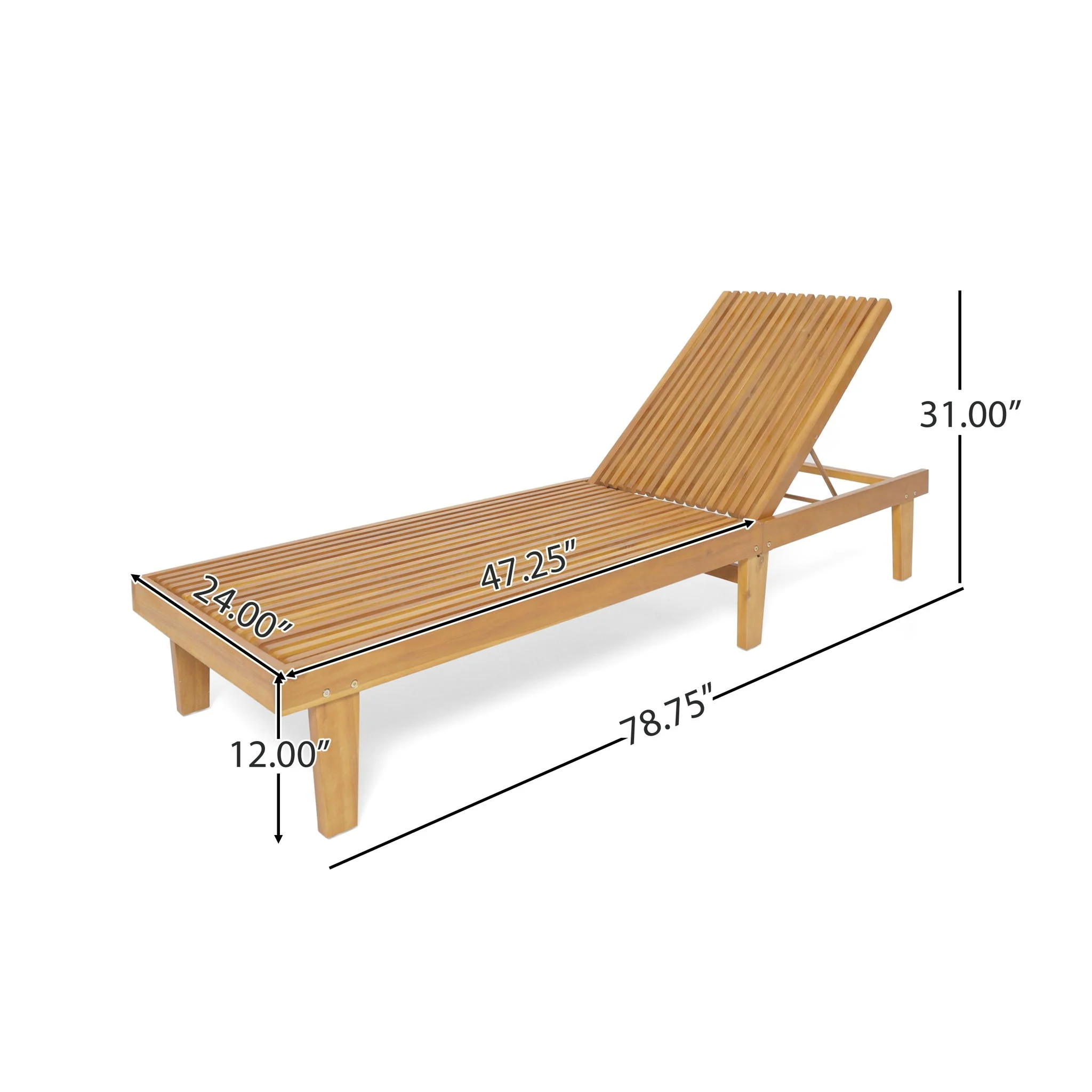 Nadine - Stylish Chaise Lounge Chair - Teak - Image 3