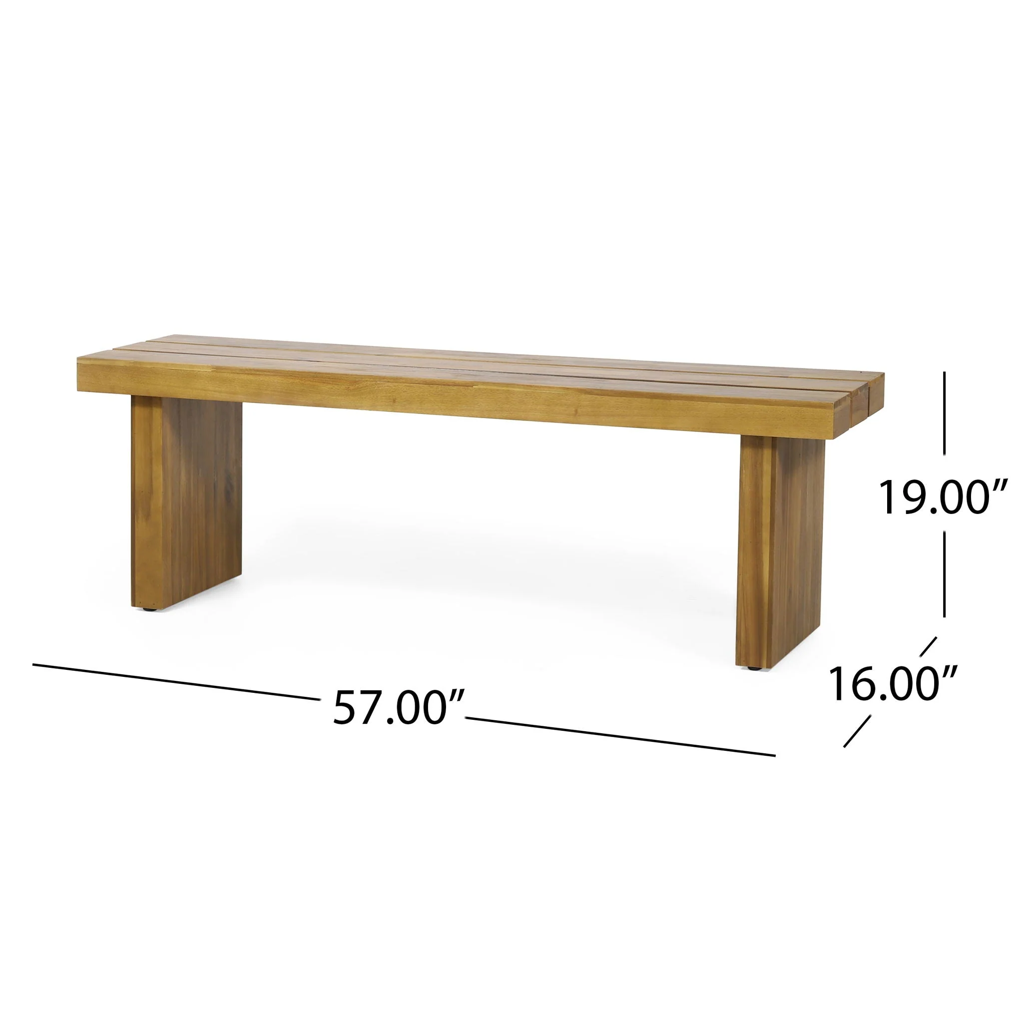 Nahanni Rustic Acacia Wood Bench with Slat Design - Natural - Image 2