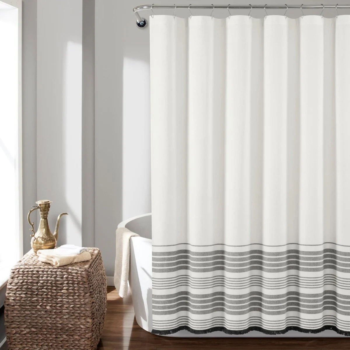 Nantucket Yarn Dyed Tassel Fringe Shower Curtain - Image 17