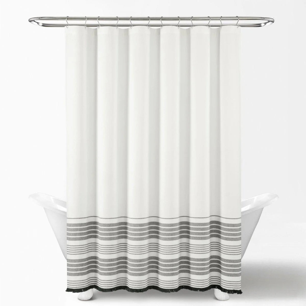 Nantucket Yarn Dyed Tassel Fringe Shower Curtain - Image 18