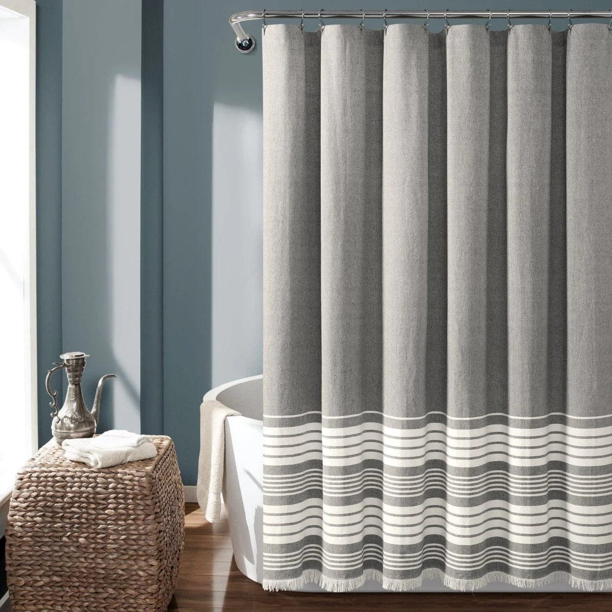 Nantucket Yarn Dyed Tassel Fringe Shower Curtain - Image 2