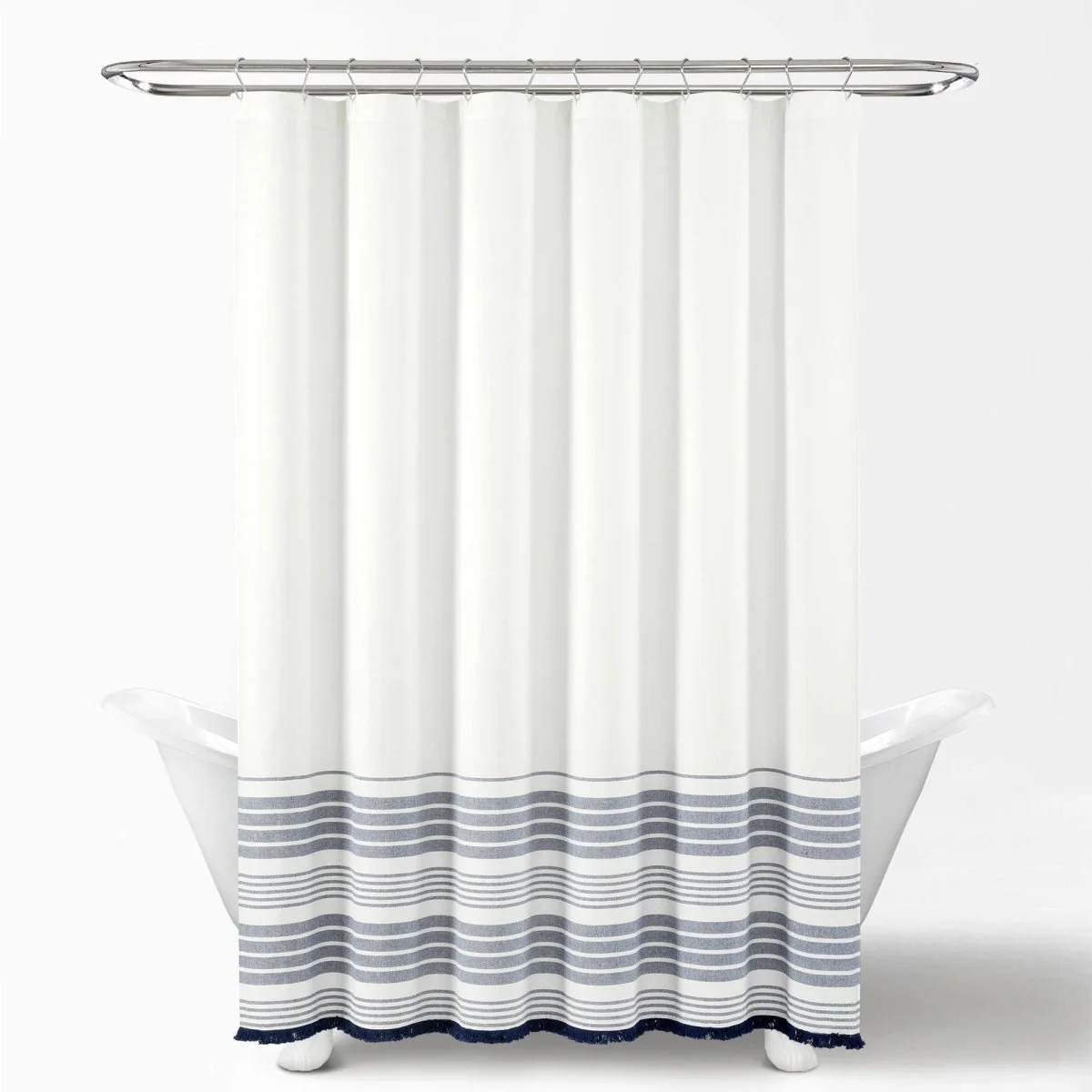 Nantucket Yarn Dyed Tassel Fringe Shower Curtain - Image 24