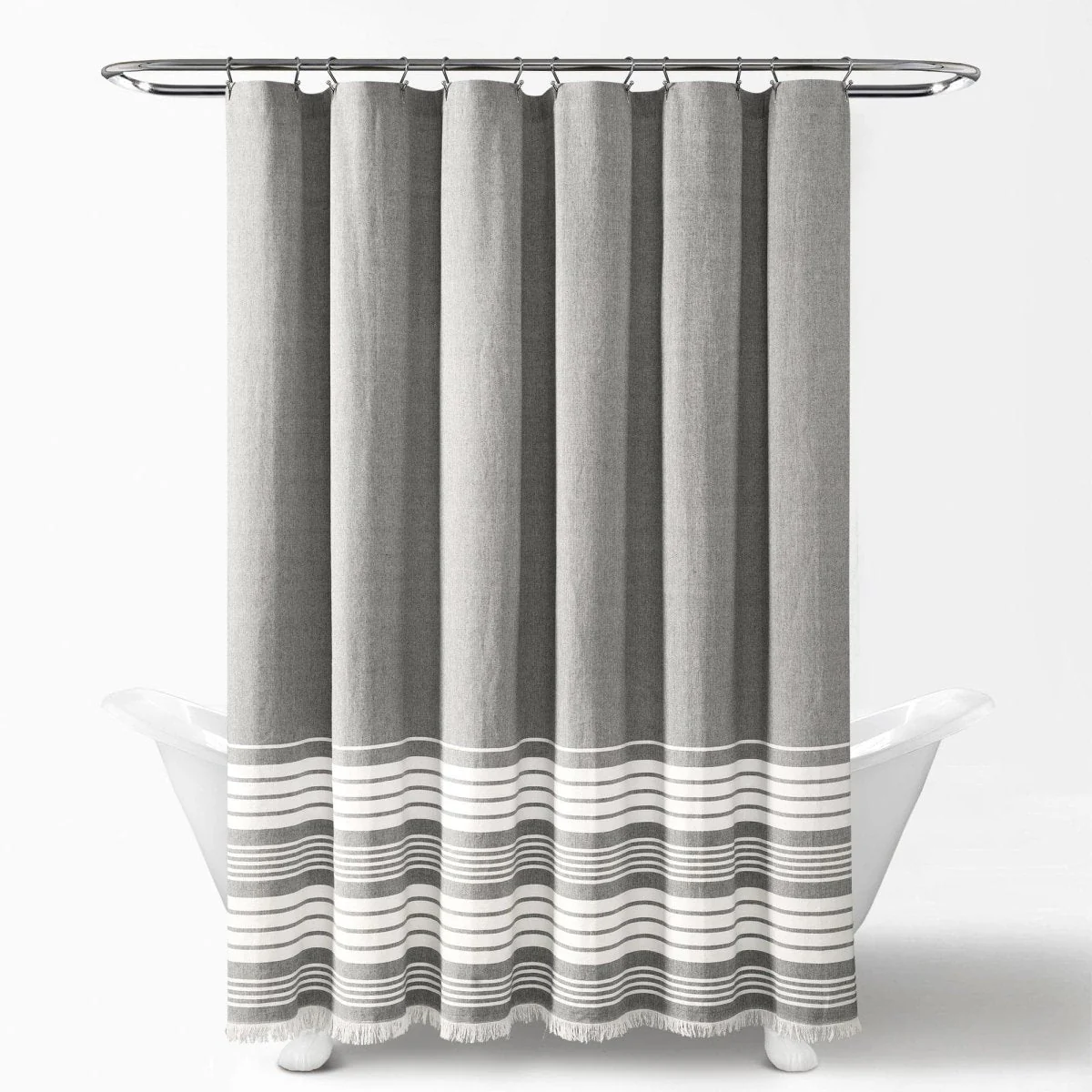 Nantucket Yarn Dyed Tassel Fringe Shower Curtain - Image 5