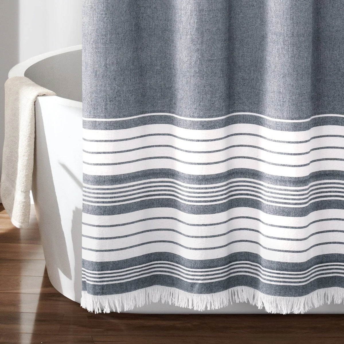 Nantucket Yarn Dyed Tassel Fringe Shower Curtain - Image 9