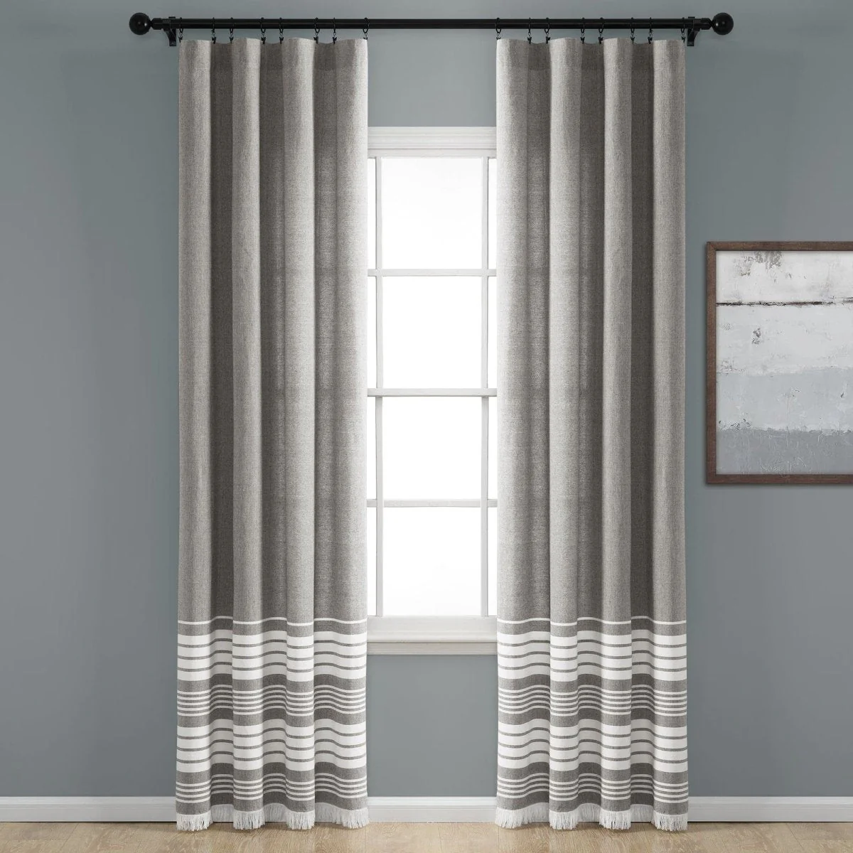 Nantucket Yarn Dyed Tassel Fringe Window Curtain Panel Set - Image 11