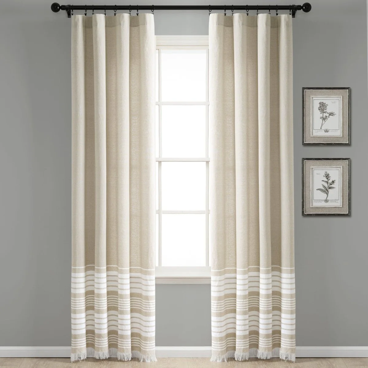 Nantucket Yarn Dyed Tassel Fringe Window Curtain Panel Set - Image 2