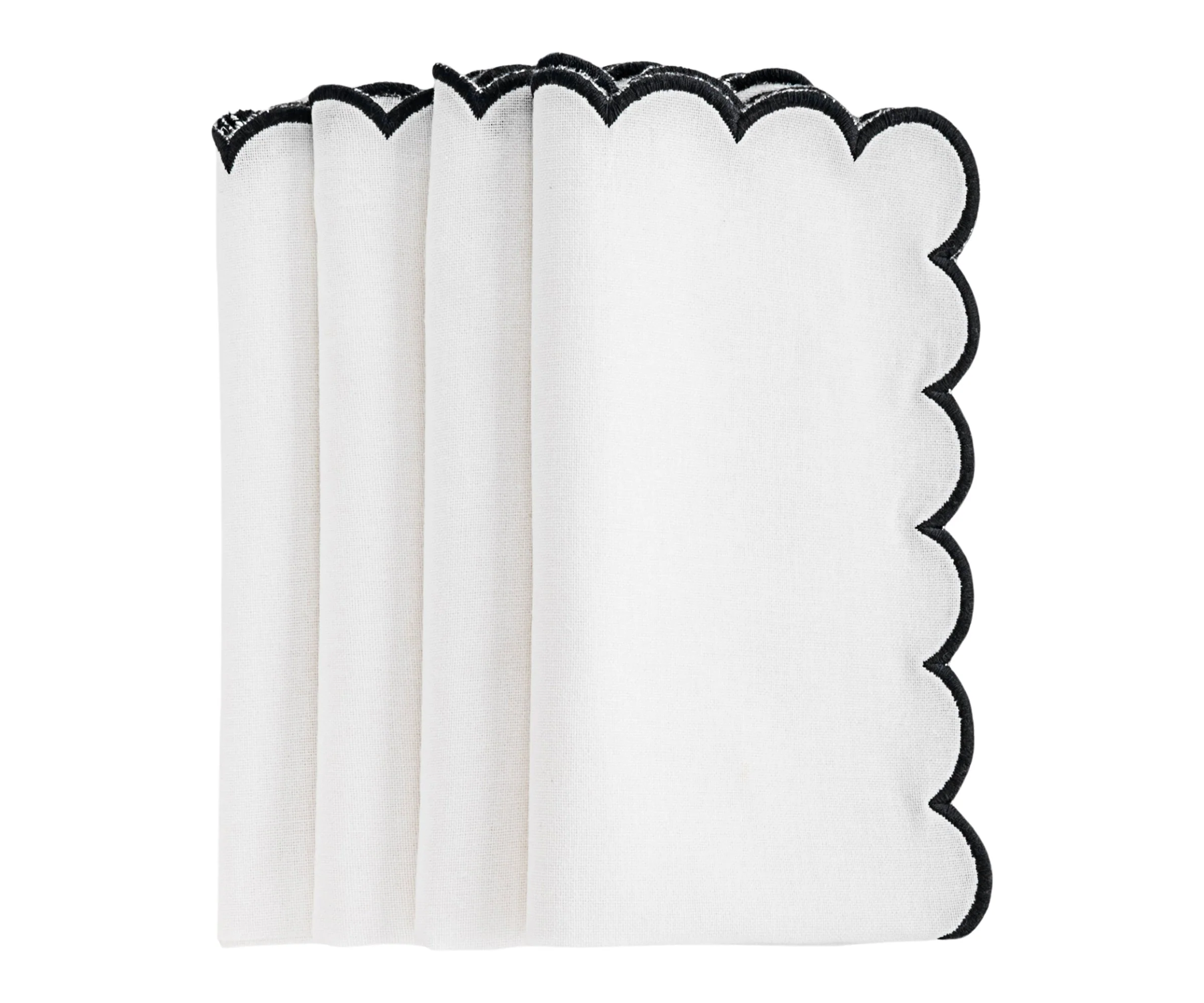 Napkins Black and White - Closewave Scalloped Edge - Image 2