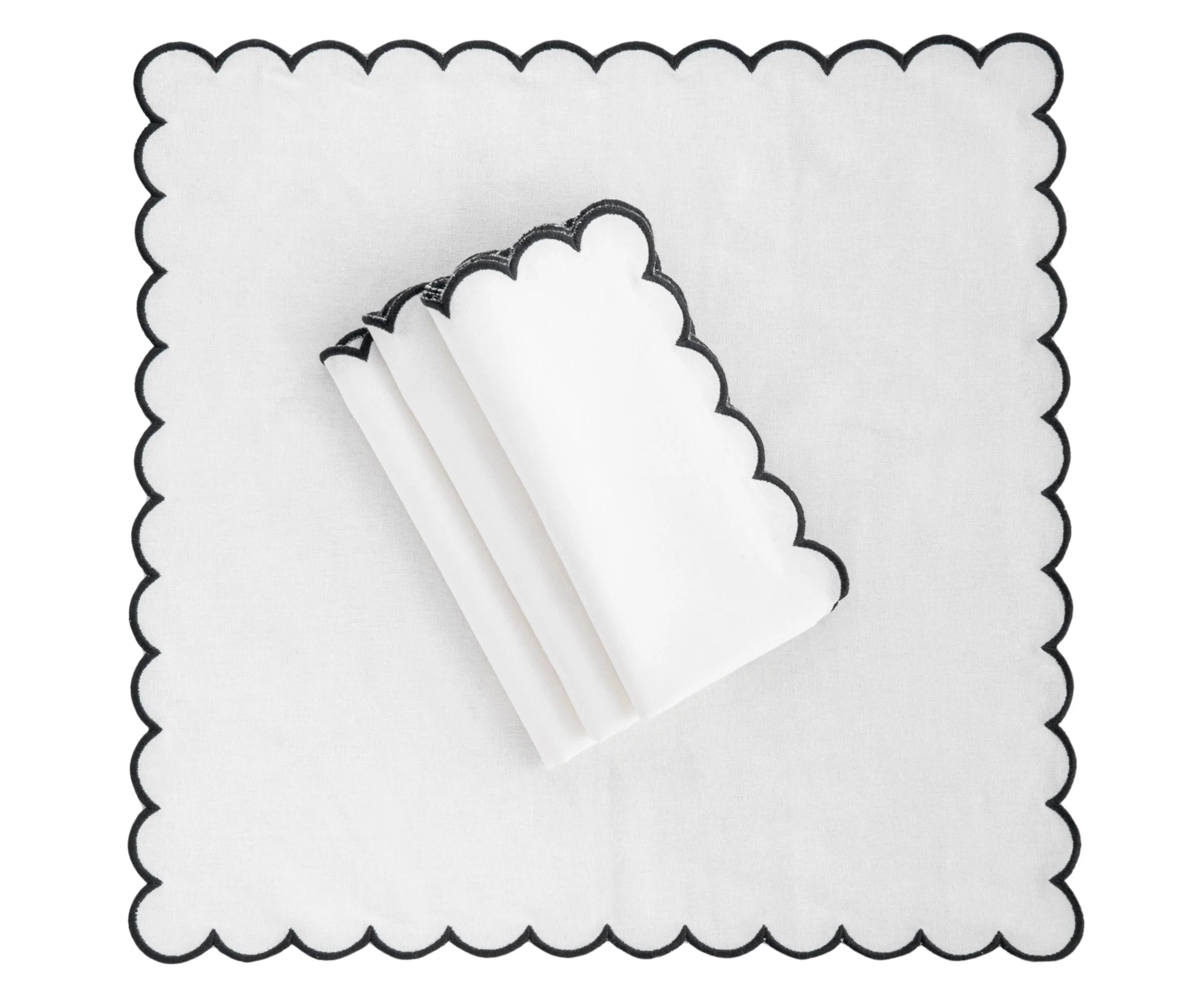 Napkins Black and White - Closewave Scalloped Edge - Image 3