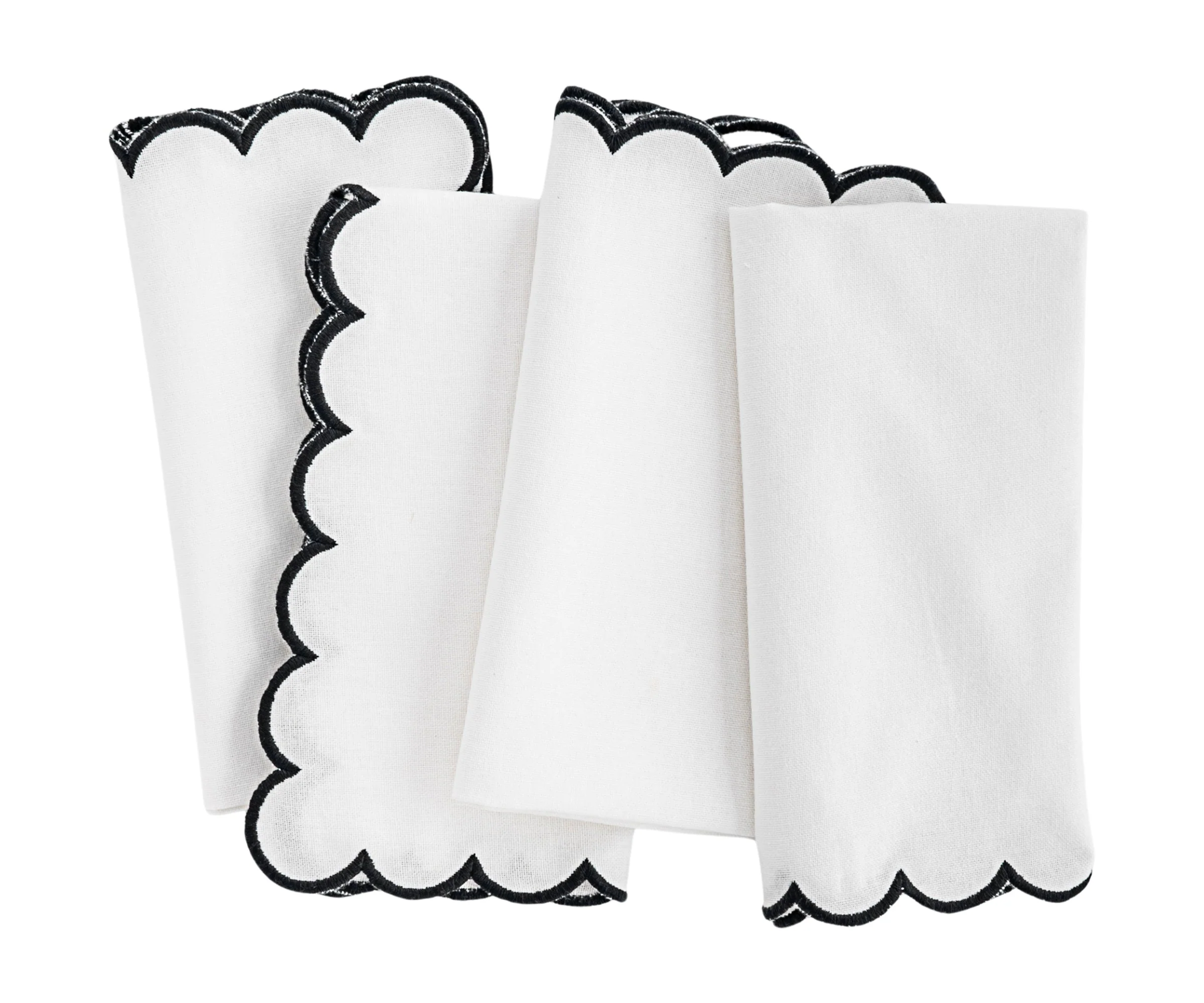 Napkins Black and White - Closewave Scalloped Edge - Image 4