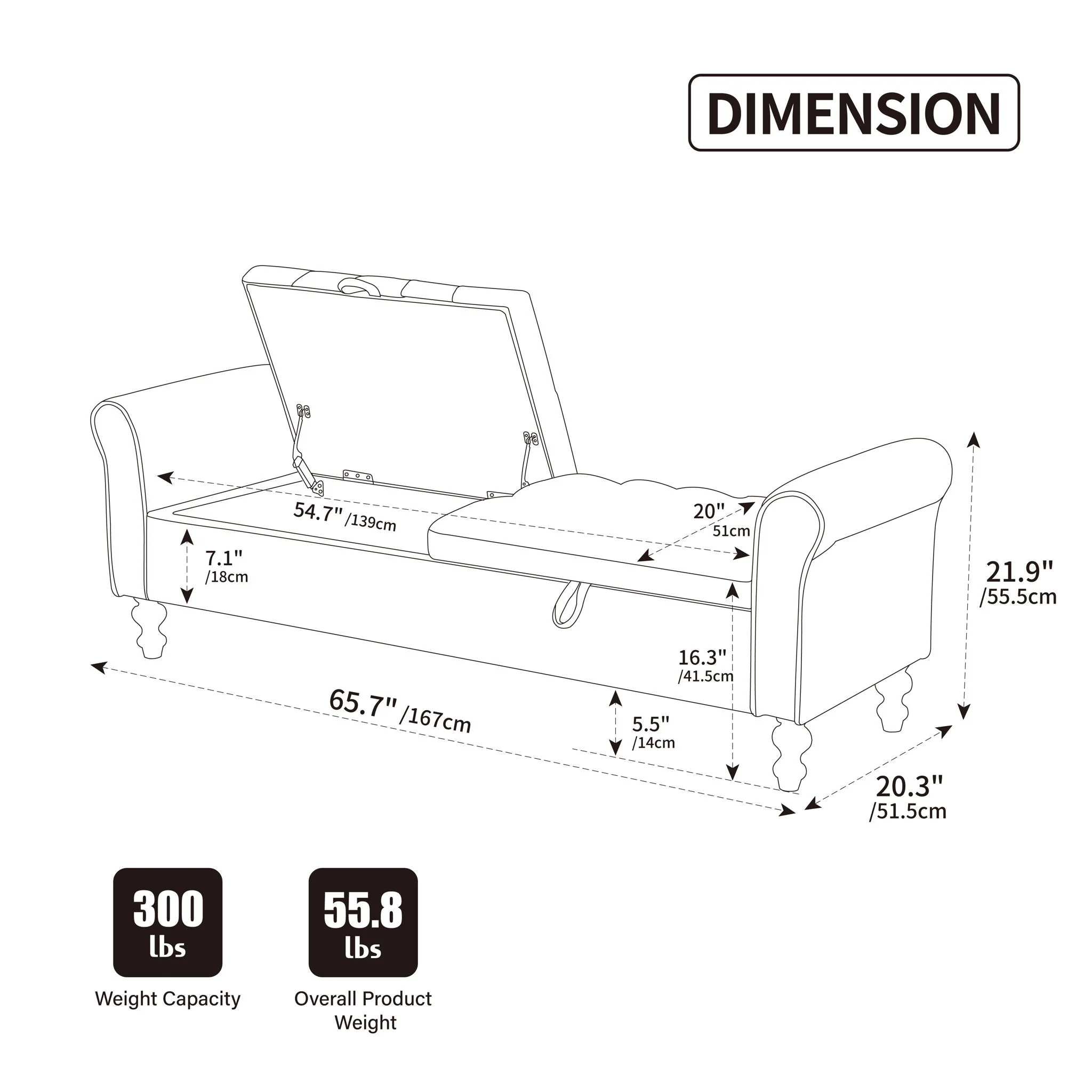 Napped Storage Bench With Rolled Armrest - Griege - Image 3