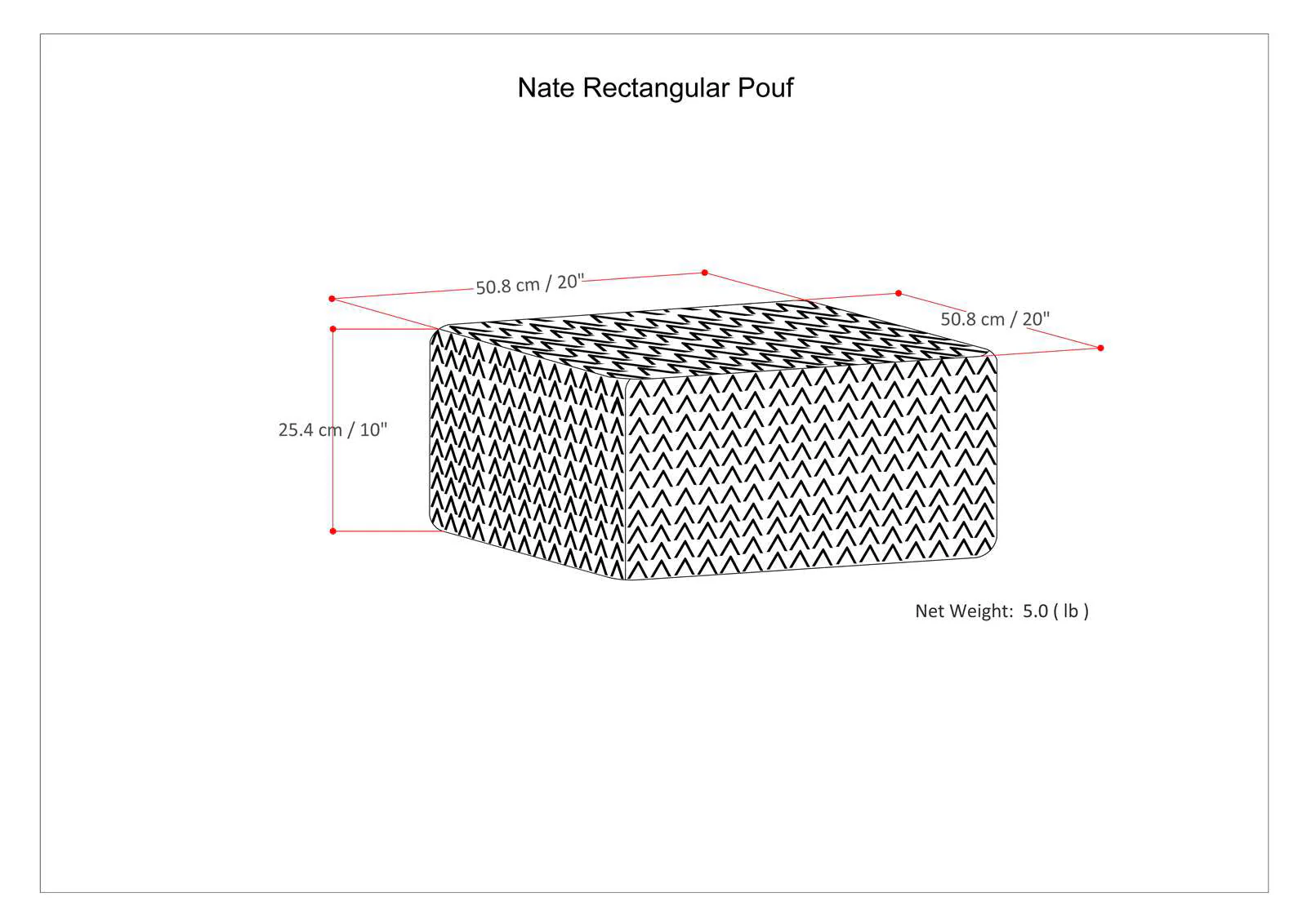 Nate Square Pouf Patterned Grey Melange - Image 5