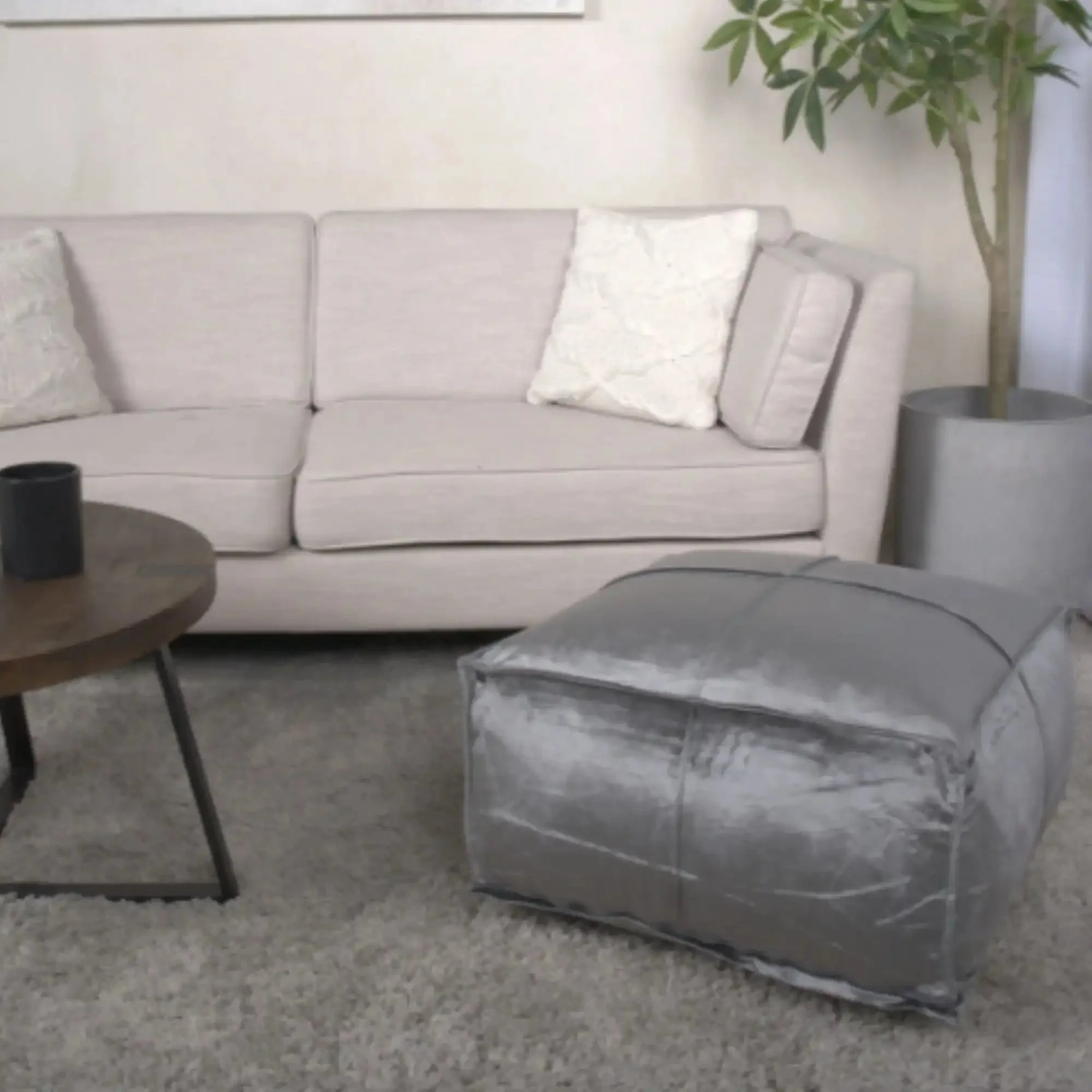 Nati Square Pouf Ottoman And Floor Cushion - Smoke - Image 5