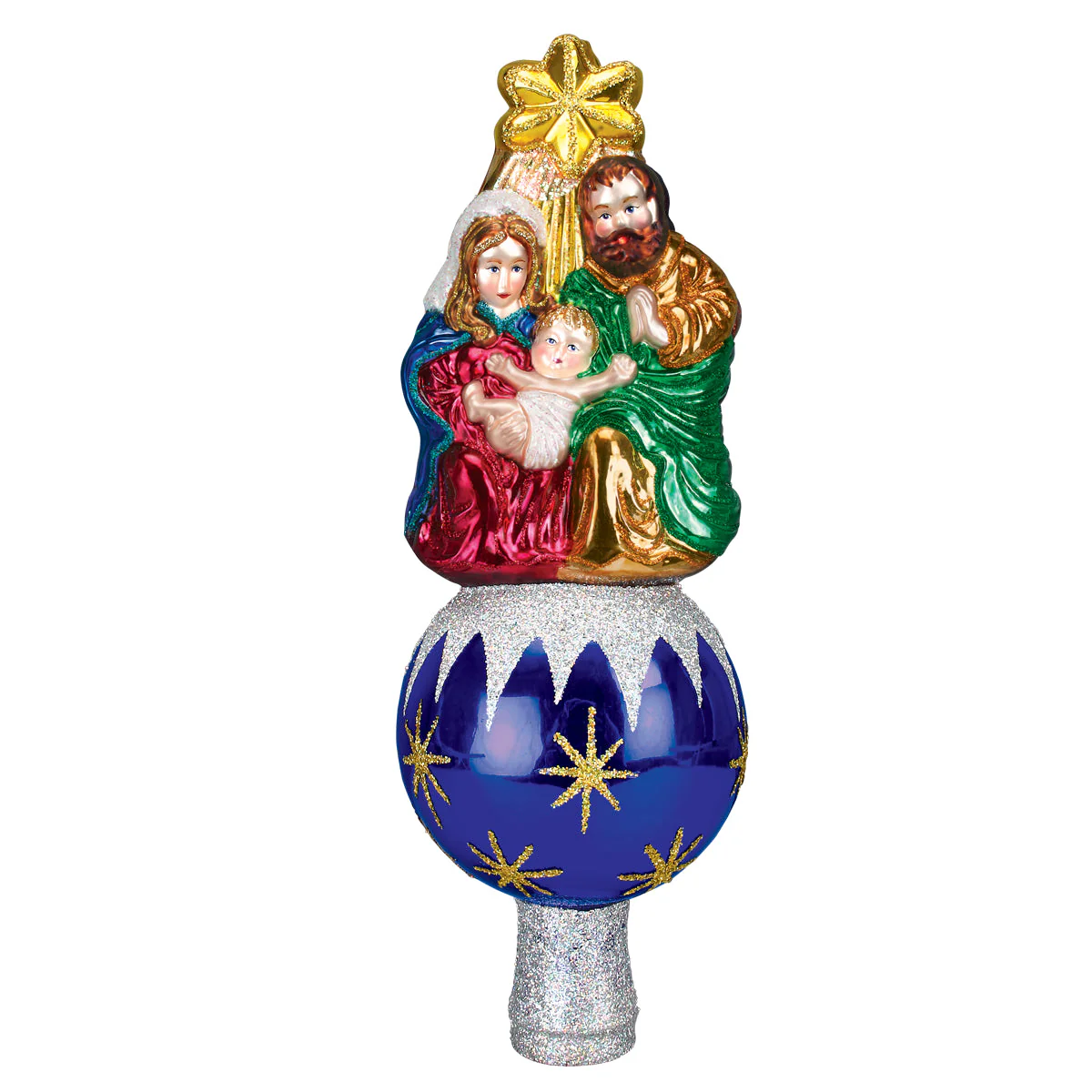 Nativity Tree Top Blown-Glass Christmas Ornament - Image 2