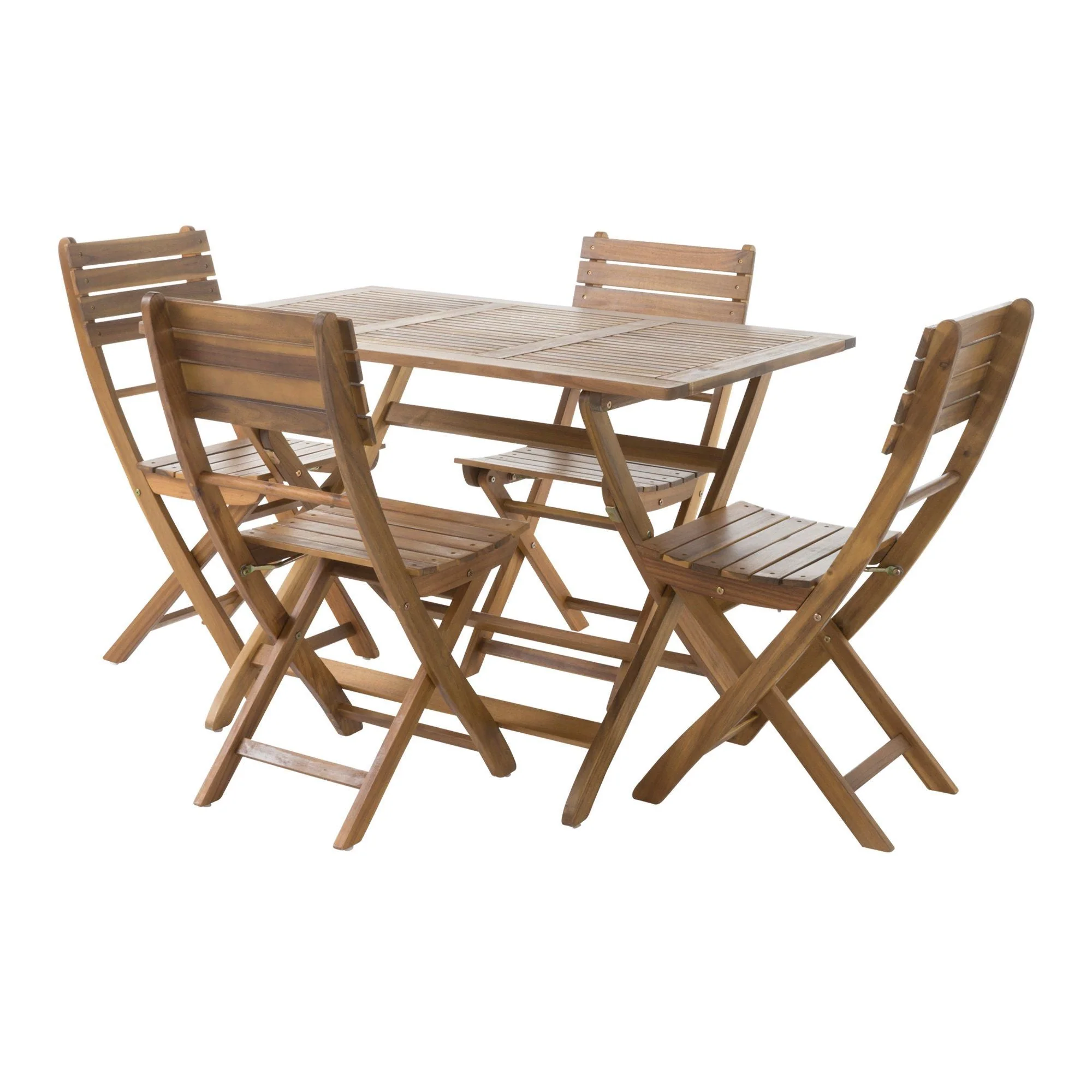 Natural 5 Piece Wood Outdoor Patio Dining Set - Natural Stained - Image 3