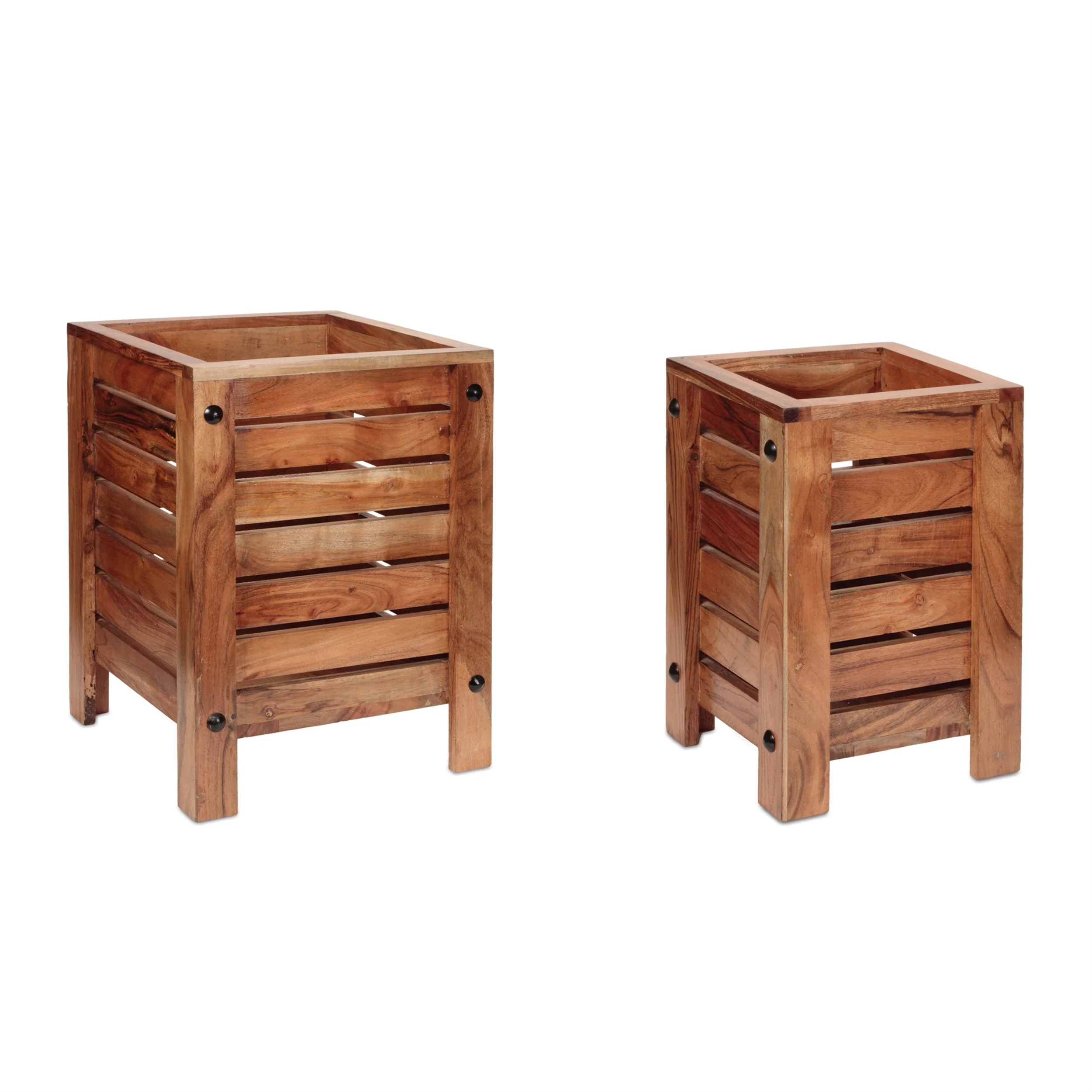 Natural Mango Wood Box Planter (Set of 2) - Image 2